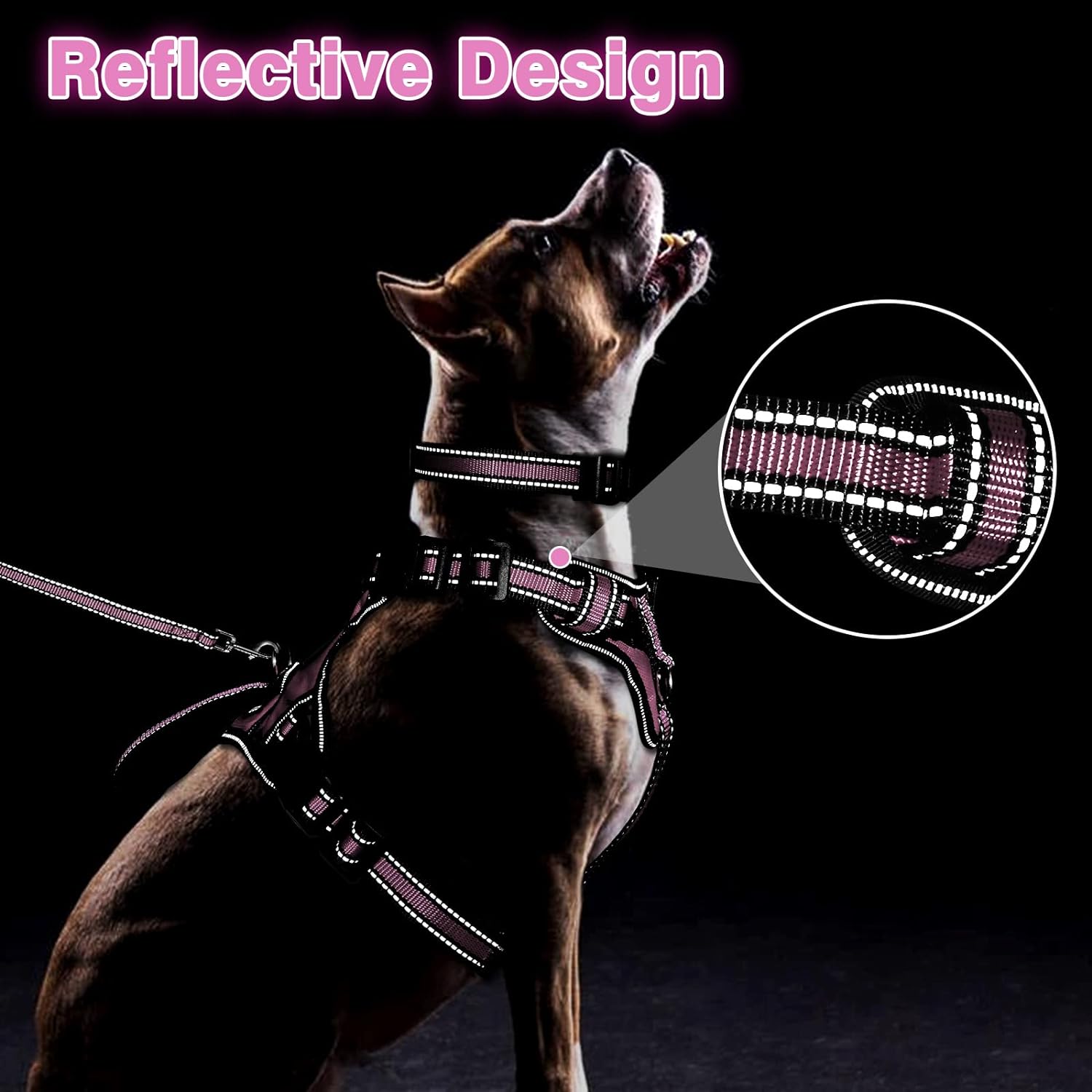 Pet Harness Collar and Leash Set, All-in-one Reflective Dog Harness No Pull with Adjustable Buckles for Puppies