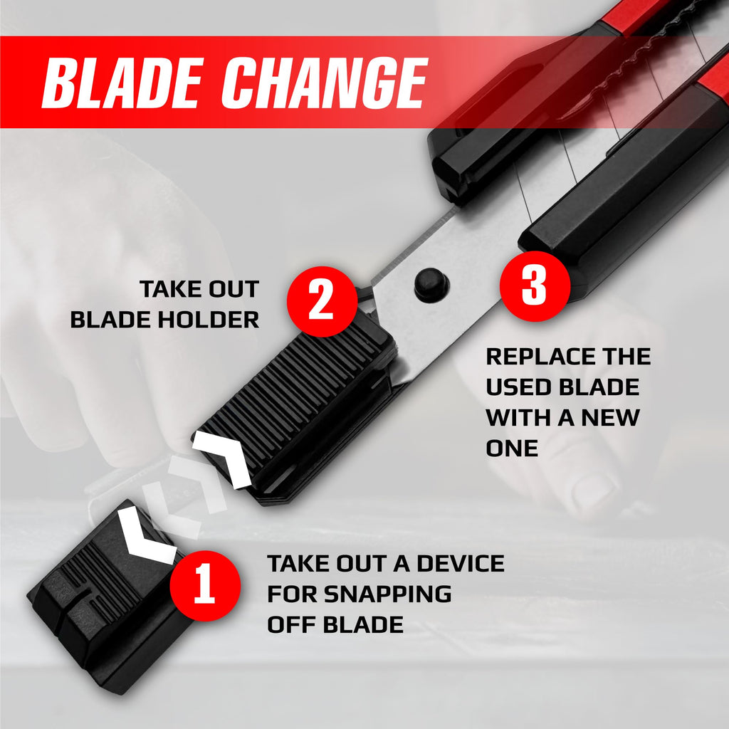 Small Retractable Utility Knife, 9mm Snap-Off Cutter with SK5 Blades – Heavy Duty Razor Knife for Carpet, Drywall