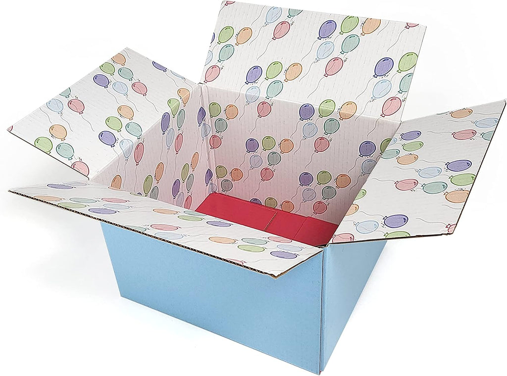 GiftIn Corrugated Shipping Box, Balloon Design, Care Package, for Gifts, Small Business, Weddings, and Classroom, 2