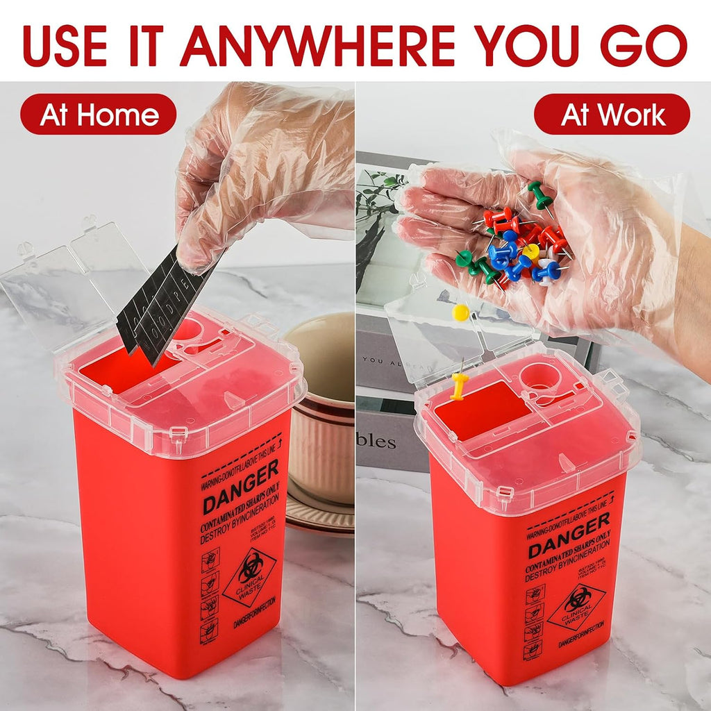 1 Quart (3-Pack) Sharps Container for Home Use, Needle Disposal Containers | Biohazard Containers, Syringe Disposal