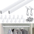 Oval Closet Rod Kit with End Caps Brackets, White