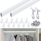 Oval Closet Rod Kit with End Caps Brackets, White
