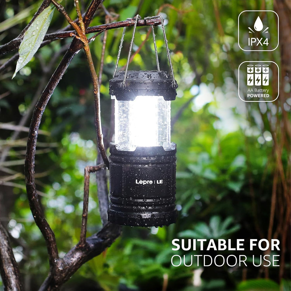 LED Camping Lanterns Battery Powered, Collapsible, IPX4 Water Resistant, Outdoor Portable Lights for Emergency