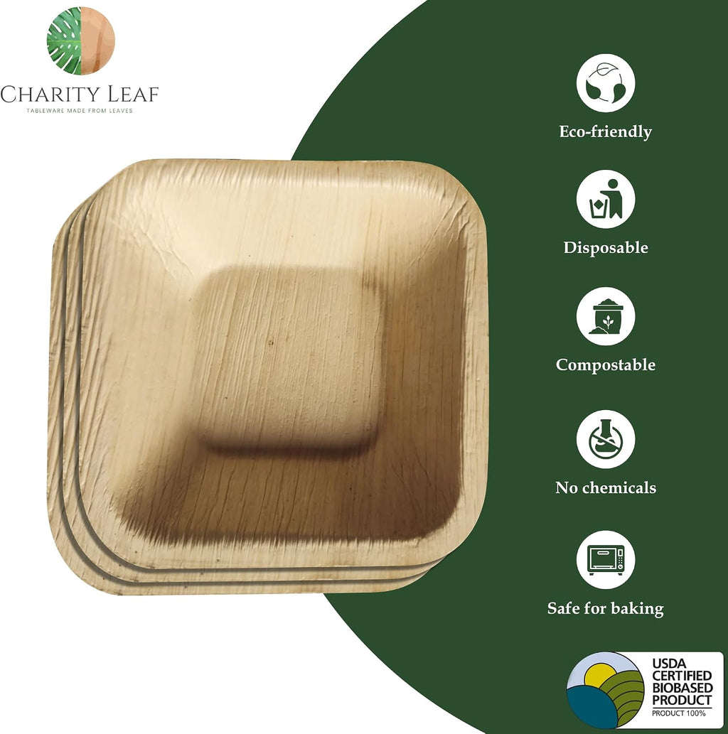 Disposable Bamboo 2.5" Square Mini Bowl (100 pcs) Dipping Bowls | Bamboo | All Natural and Biodegradable |