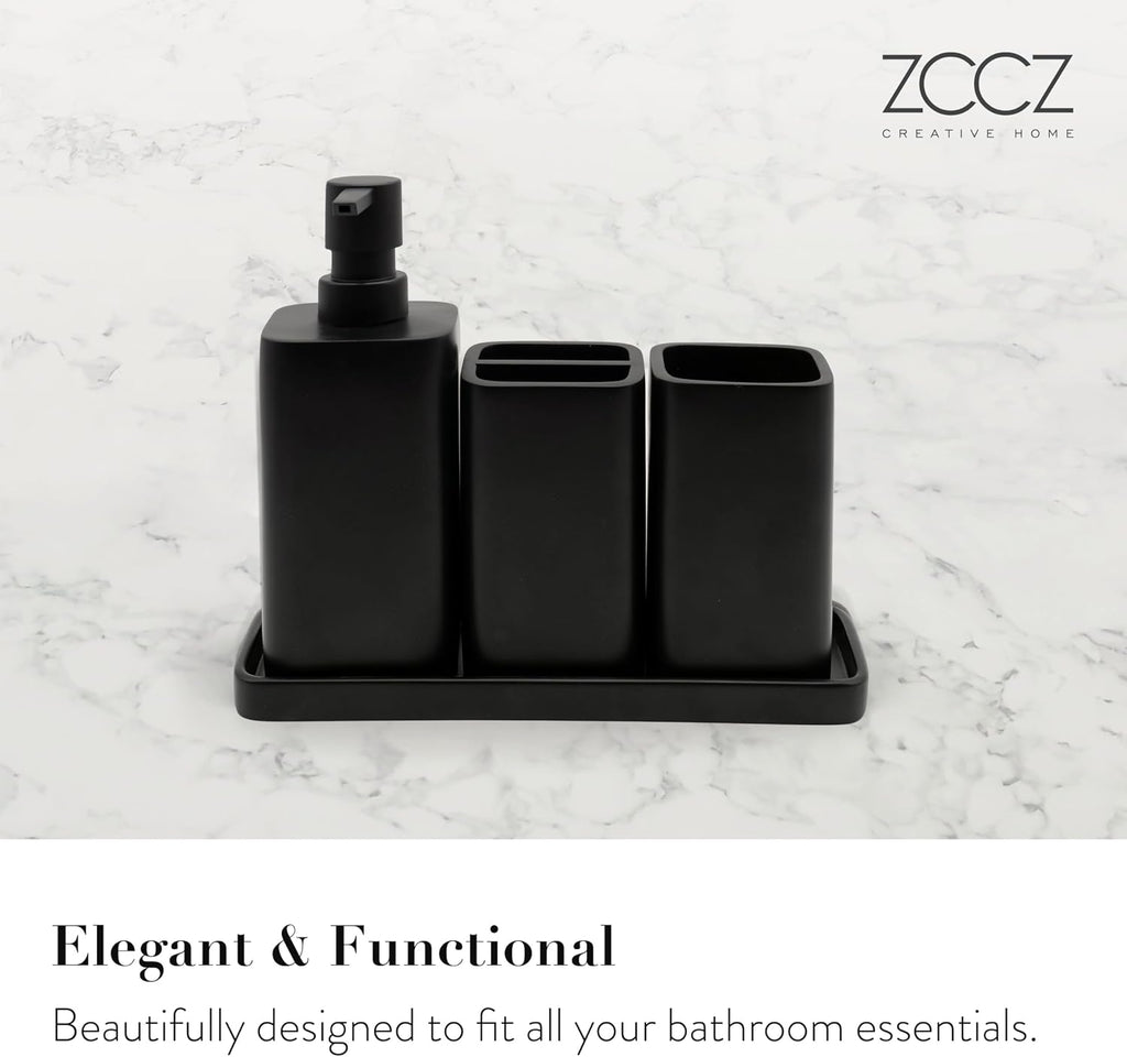 Bathroom Accessory Sets, 4 Pieces Bathroom Accessories Complete Set Vanity Countertop Accessory Set, Includes Lotion