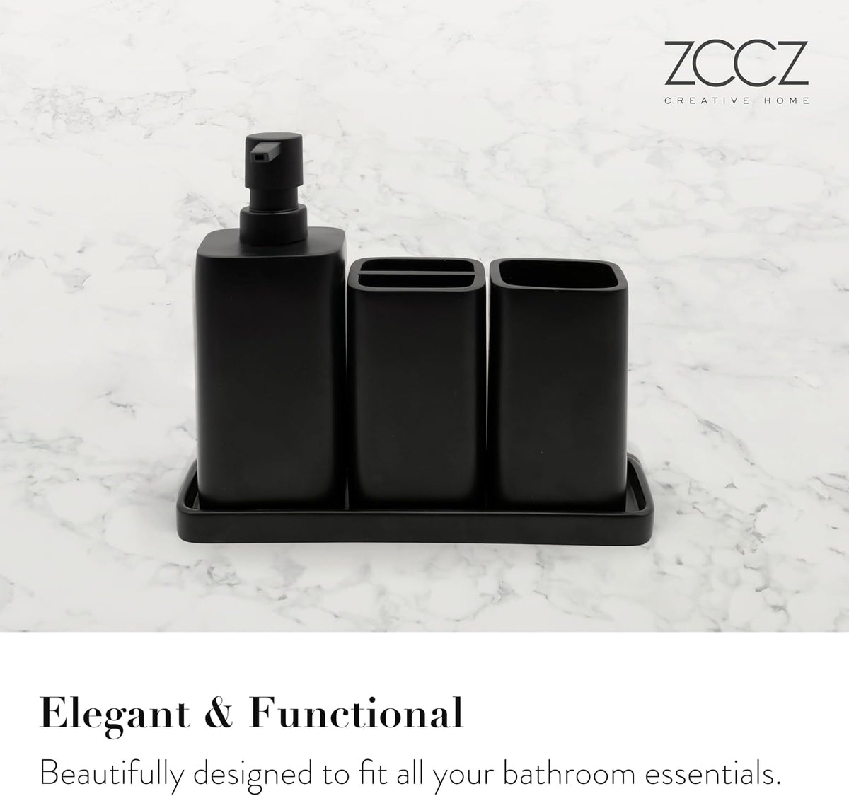 Bathroom Accessory Sets, 4 Pieces Bathroom Accessories Complete Set Vanity Countertop Accessory Set, Includes Lotion