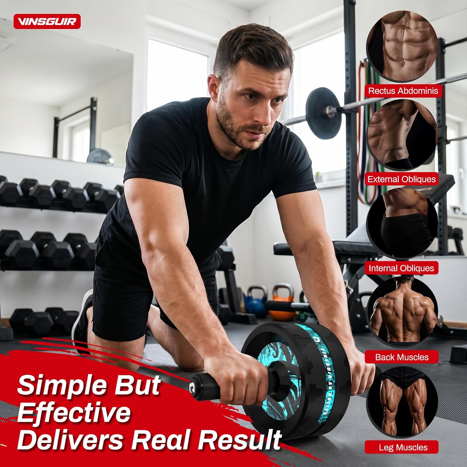 Ab Roller Wheel, Abs & Core Workout Equipment for Home Gym with Knee Pad Accessories, Abdominal Wheel for Full-body