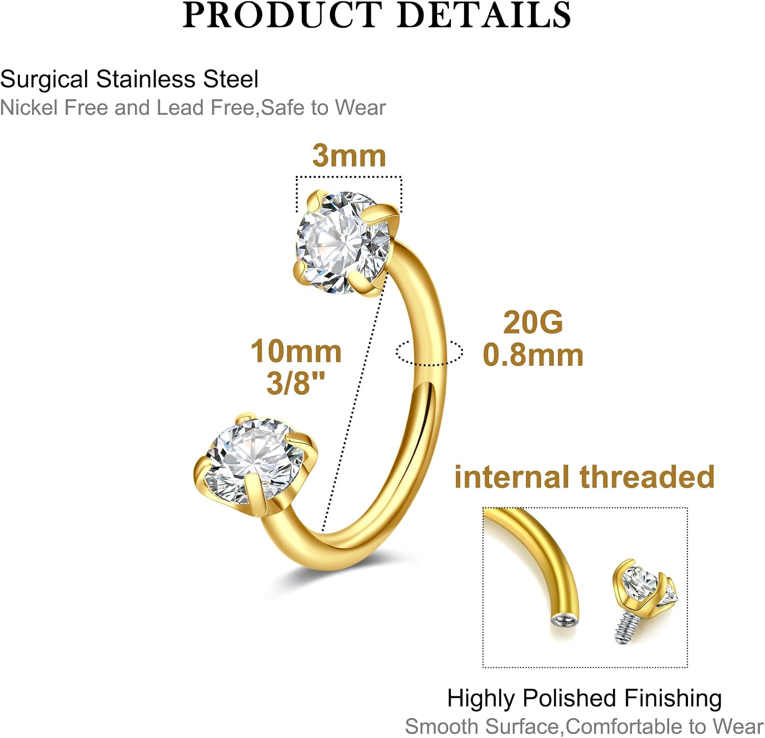 Nose Septum Piercing Kit,18G Stainless Steel Piercing Needles with Piercing Clamps Tool and 20G Silver Nose Hoop
