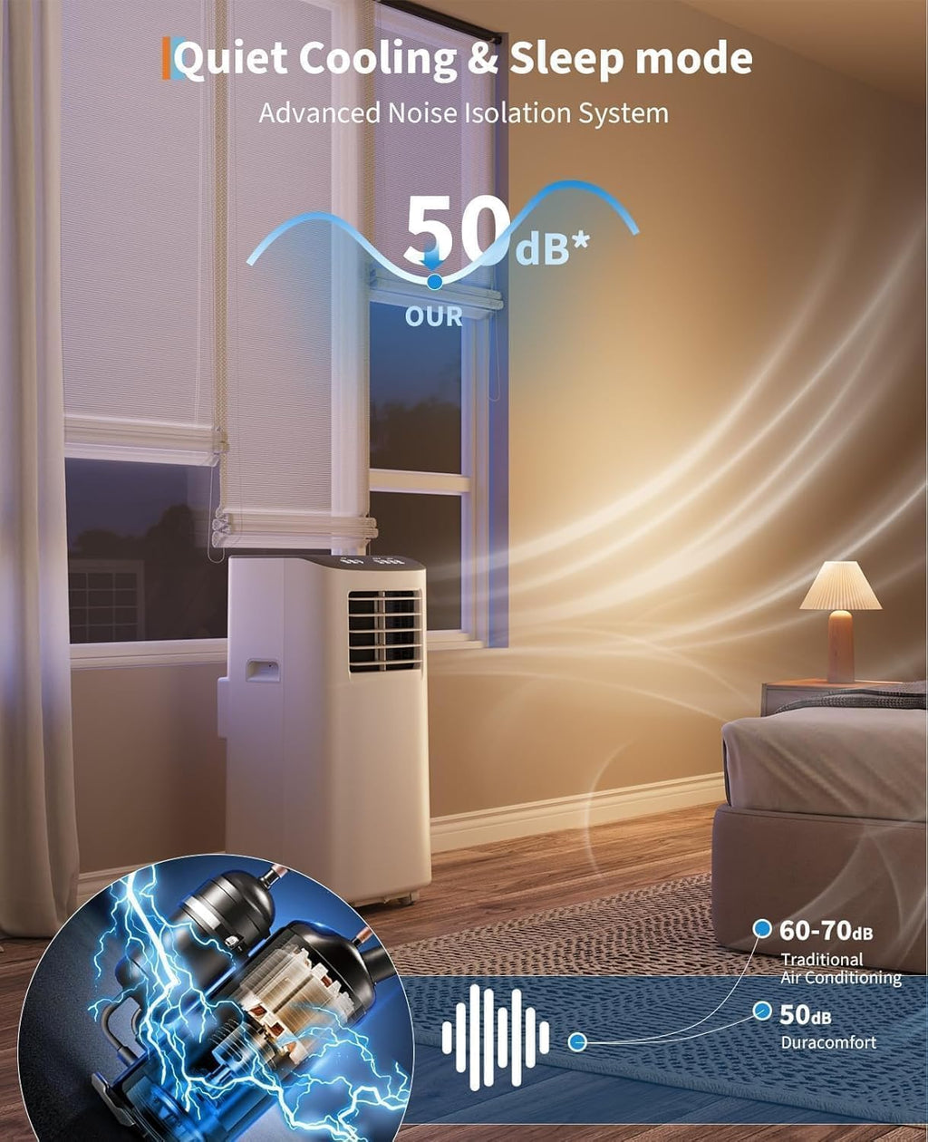 3-in-1 Portable Air Conditioner, 8,000 BTU Portable AC Unit with Cooling, Dehumidifier & Fan for Rooms up to 350