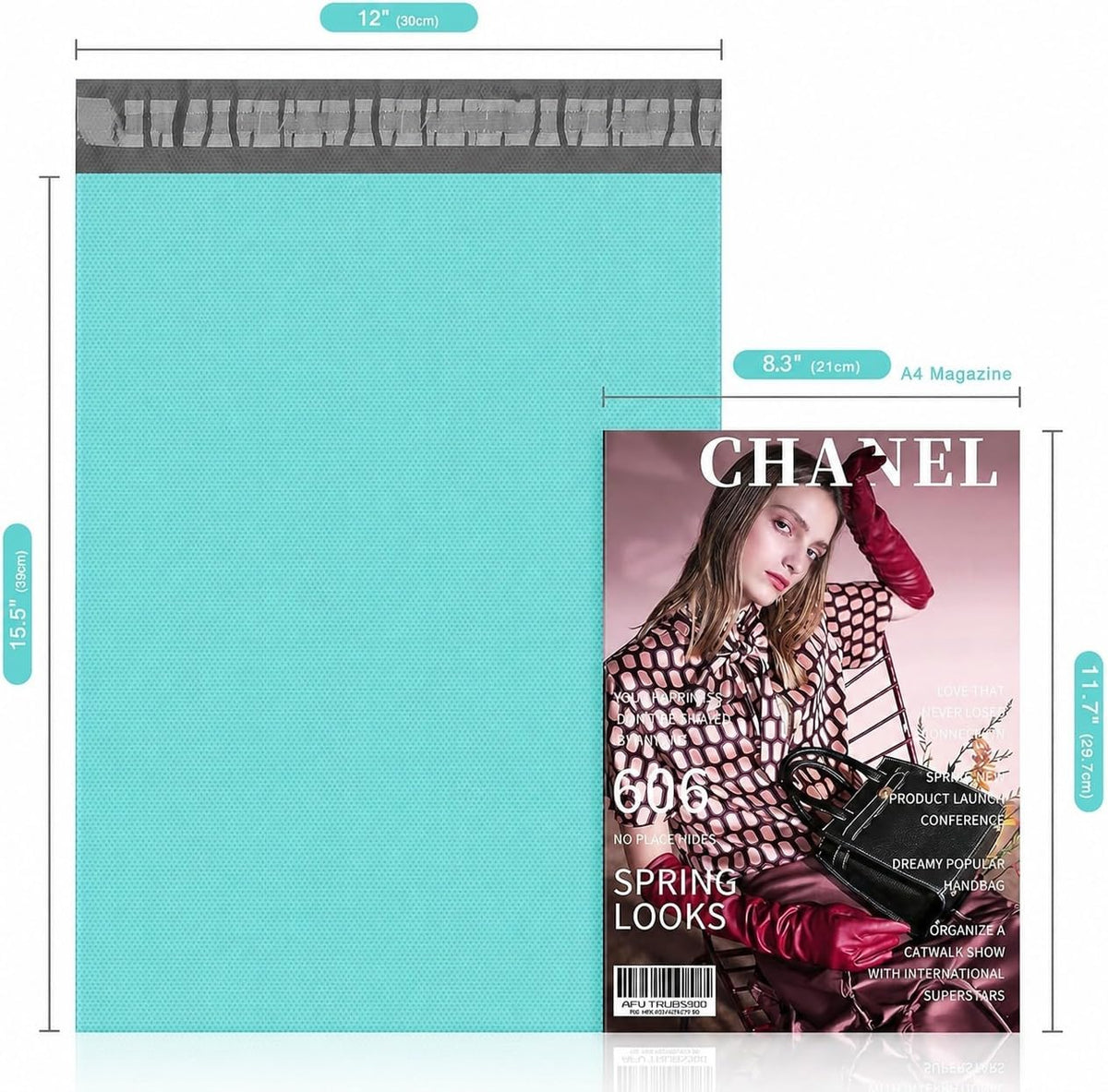 Poly Mailers 12x15.5" 100 Pc,Medium Shipping Bags Embossed Dots Teal