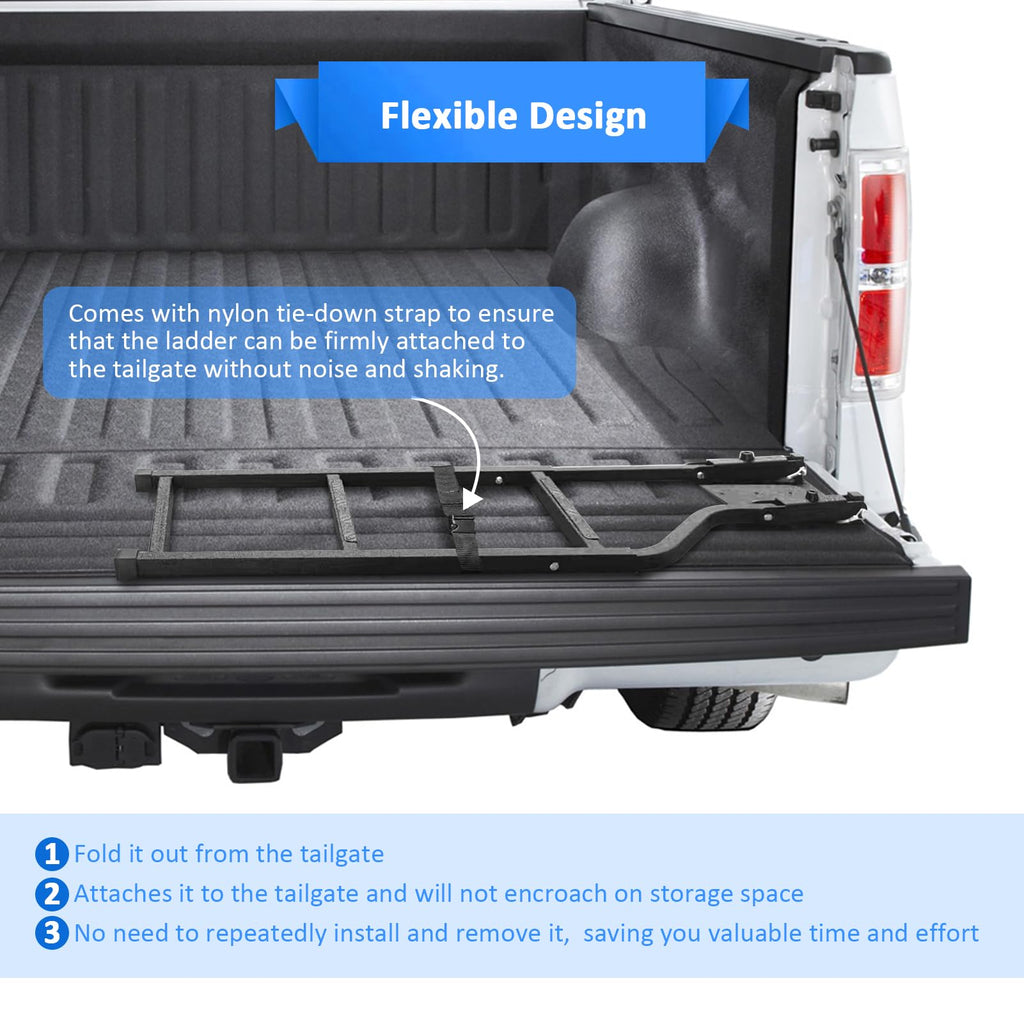 Universal Foldable & Adjustable Tailgate Ladder for Truck 300 LBs