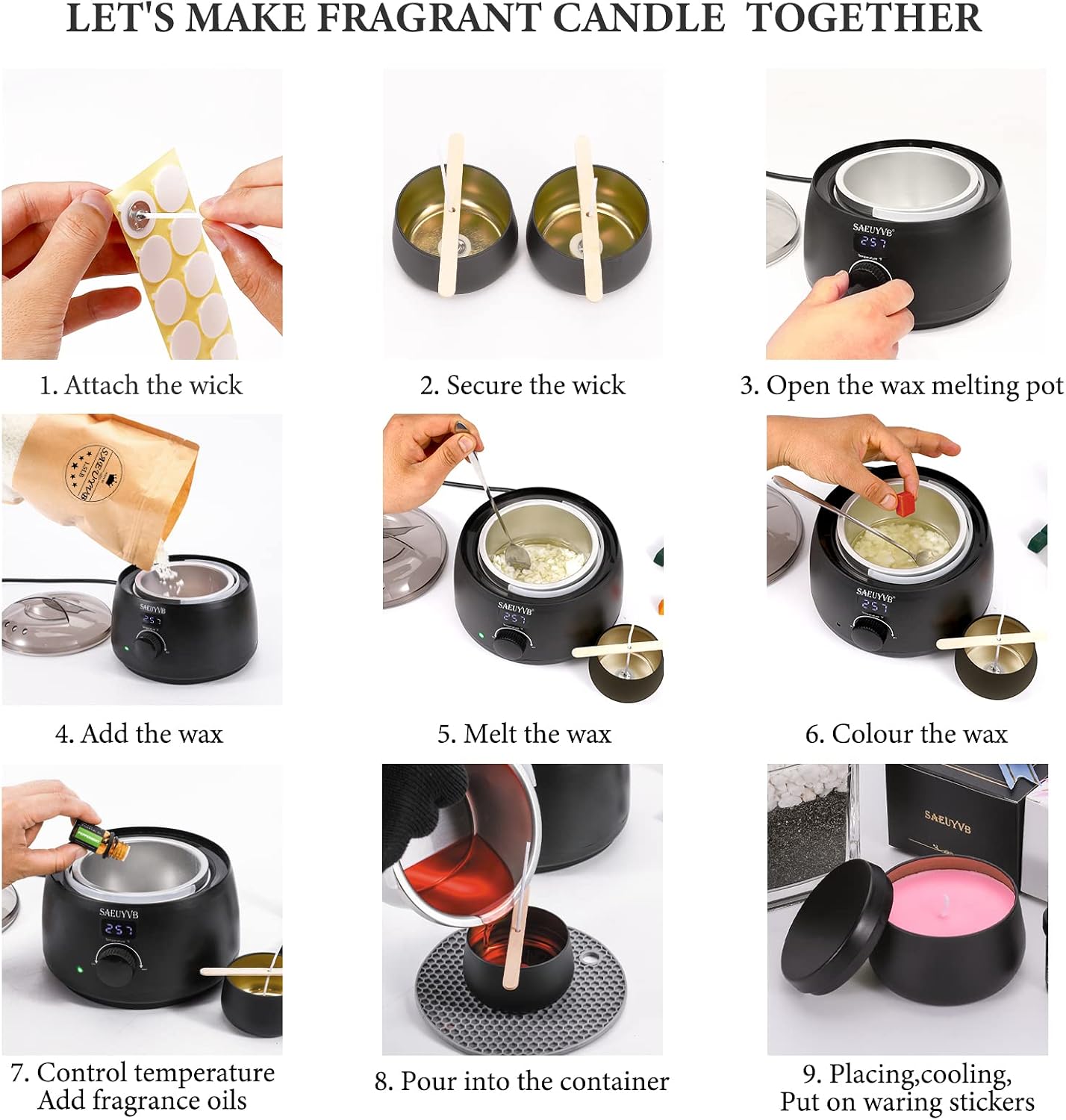 Candle Making Kit for Adults with Hot Plate, DIY Starter Soy Candle Making Supplies/Kit - Perfect as Home