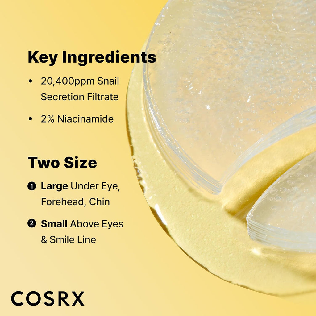 Advanced Snail Mucin Hydrogel Under Eye Patches for Fine Lines (60) | Gel Serum Mask, Hydrating Under Eye Patches