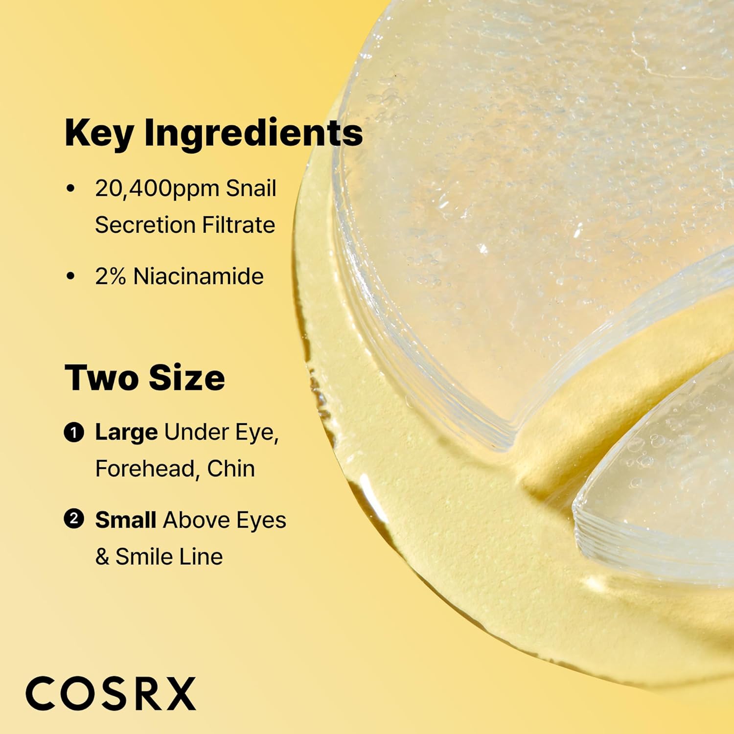 Advanced Snail Mucin Hydrogel Under Eye Patches for Fine Lines (60) | Gel Serum Mask, Hydrating Under Eye Patches