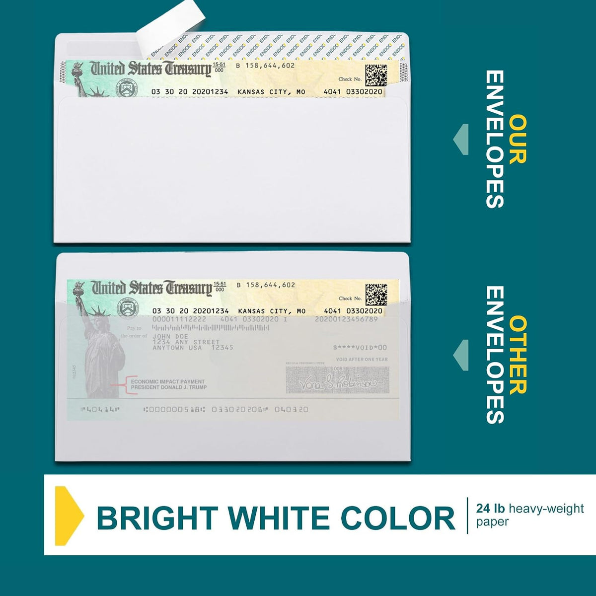 #10 Double Window Security Envelopes Self Seal - 100/Pack - for Quickbooks Invoices and Business Statements
