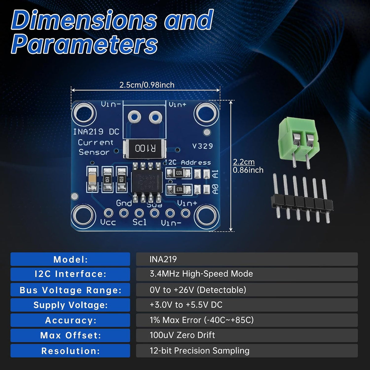 5PCS INA219 I2C Bi-Directional DC Current Sensor Module