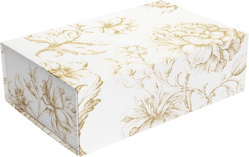 Luxury Keepsake Gift Box | Gold Floral, 11.5" x 7.5" x 3.5"