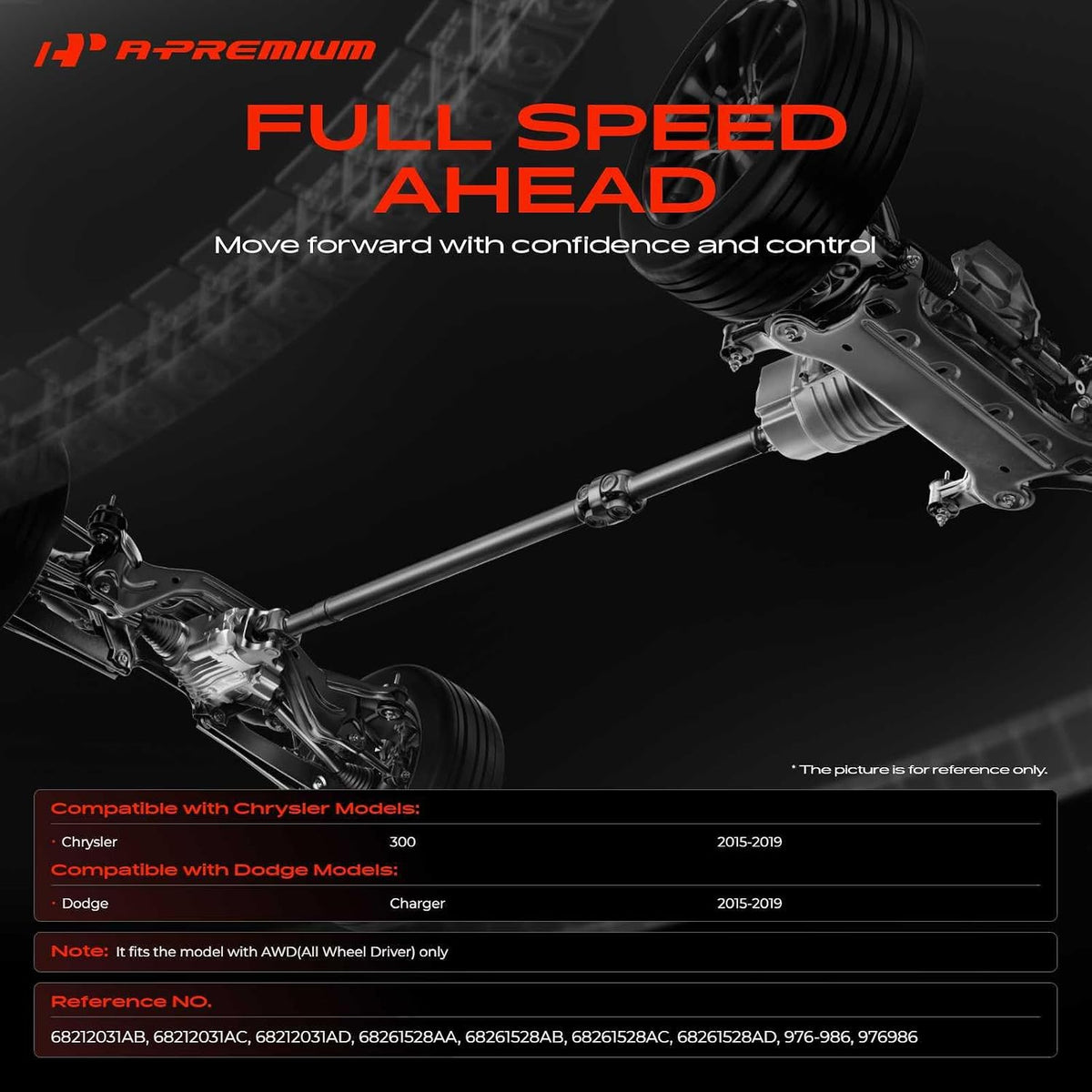 A-Premium Rear Drive Shaft Assembly Compatible with Dodge, Chrysler, AWD