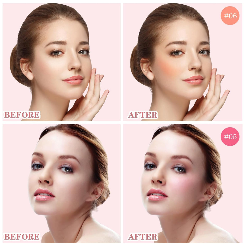 10-Color Blush Palette, Buildable Long-Lasting Powder Blush (02 SET)