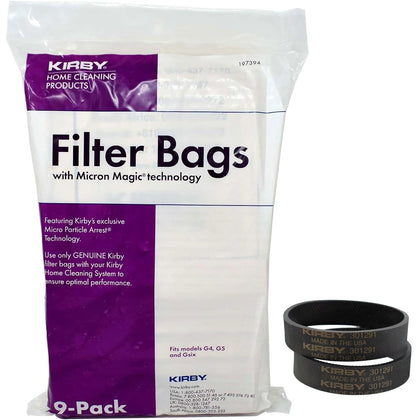 Vacuum Maintenance Bundle – Micron Magic HEPA Filter Bags (9-Pack) & OEM Vacuum Belts (2-Pack) – Fits G4, G5, G6 Models