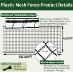 Deer Fence Netting, 7x100 Ft Plastic Mesh Fence Roll, Temporary Fence Black