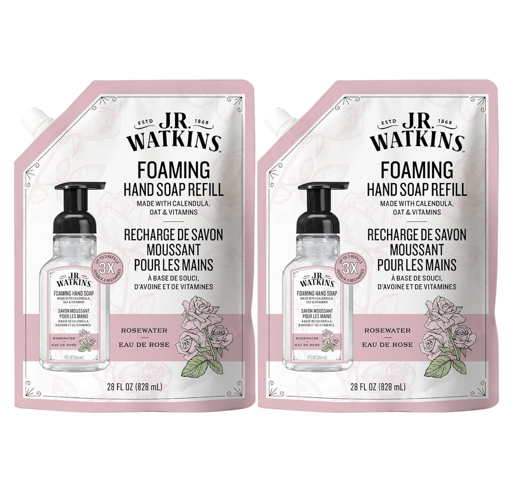 Moisturizing Foam Hand Soap Refill 2 Pack, Rosewater, 28 fl oz