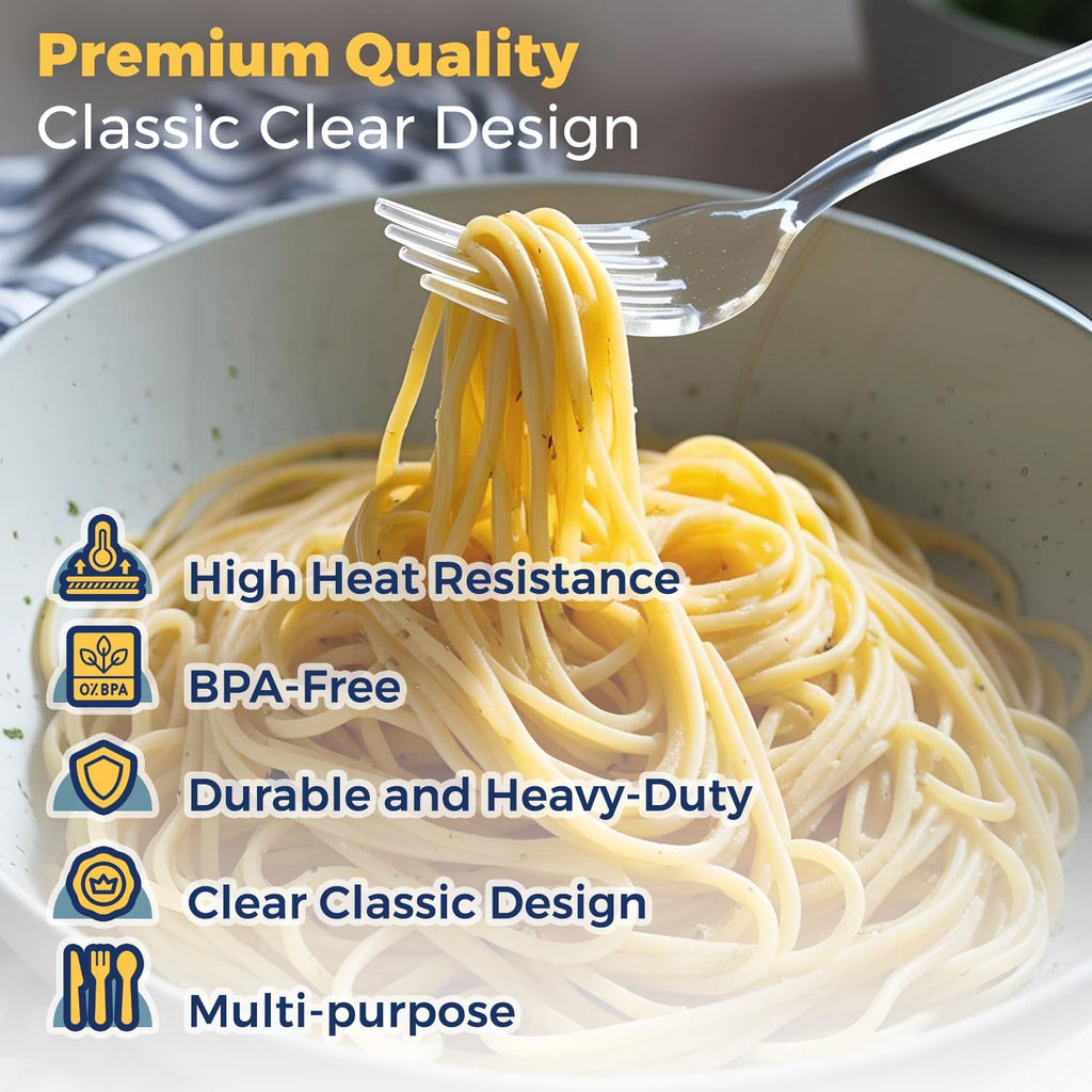 360 Count Extra Heavy Duty Plastic Silverware Set – Heat Resistant & BPA Free Disposable Silverware Cutlery 150
