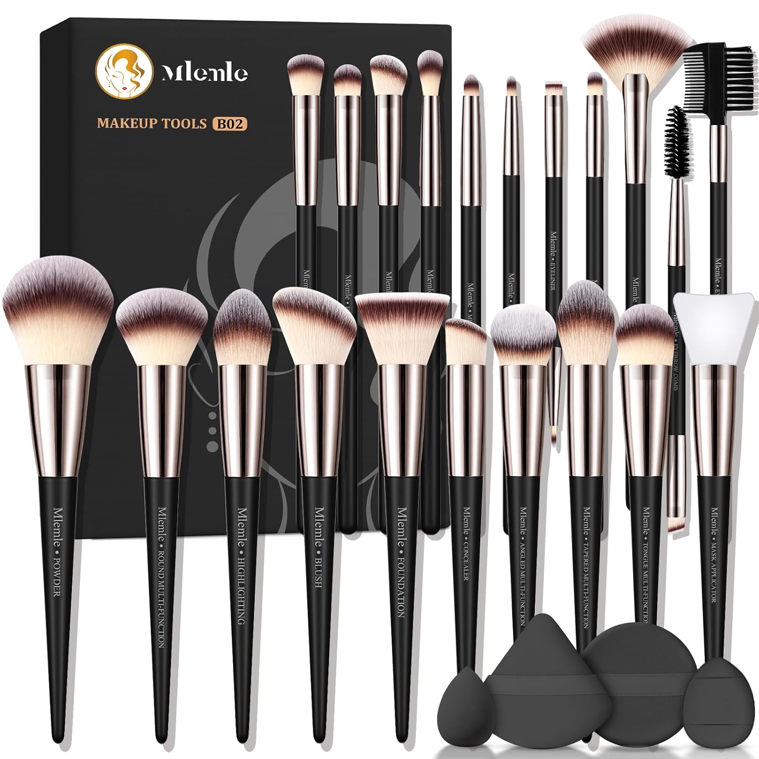 Makeup Brushes Set, Mlemle Professional 25 Pcs Makeup Kit, Include Powder Foundation Concealers Blush Eye shadows 21