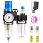 TAILONZ 1/4"NPT Pneumatic Pressure Regulator AFC2000 Gauge & Lube Cup,Blue