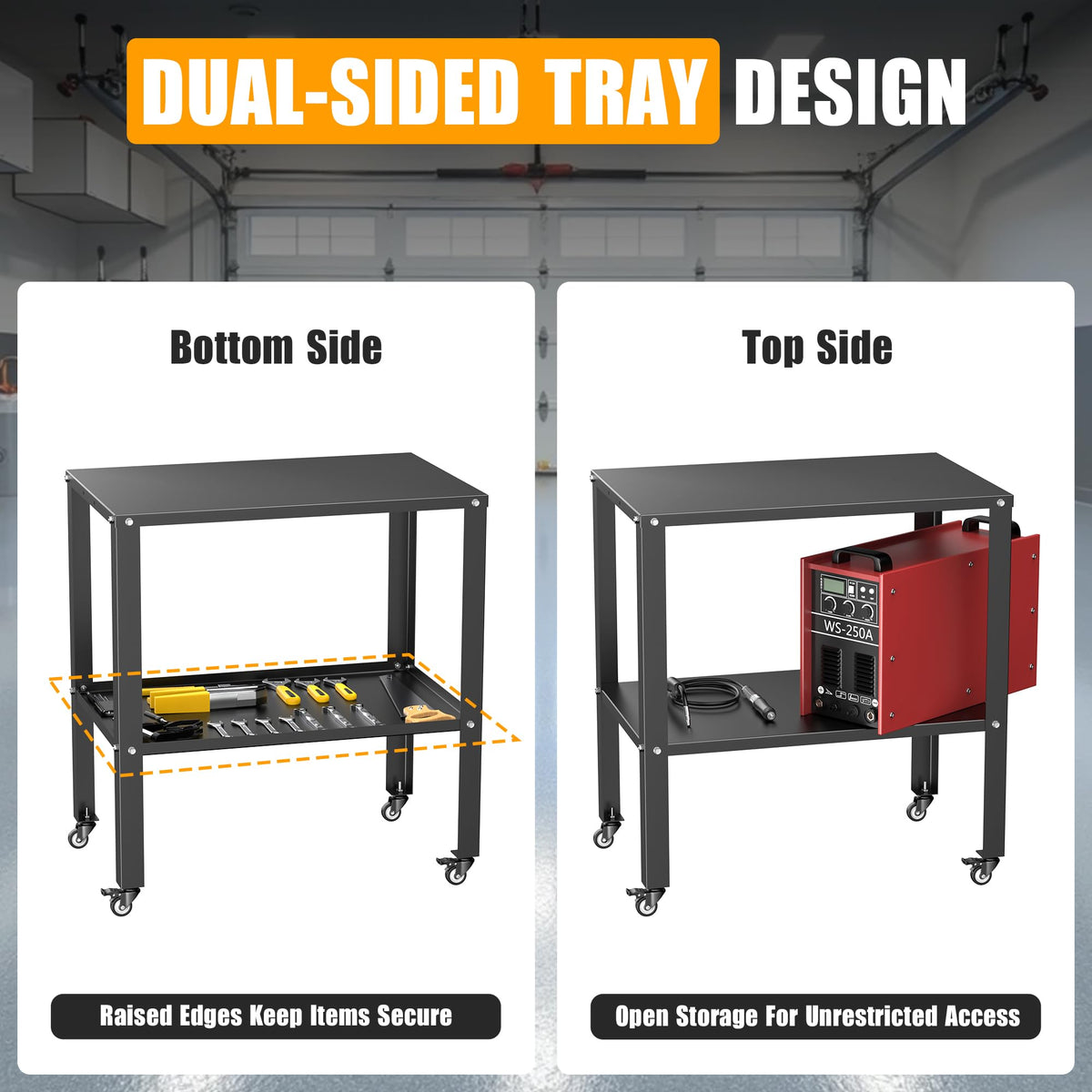 Welding Workbench Table, Metal Welding Cart with Wheels