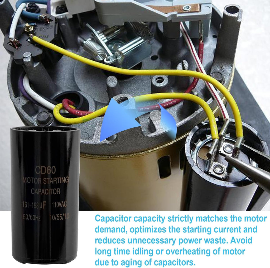 Pool Pump Motor Start Capacitor 161-193 uf/MFD 110-125 VAC ±20%