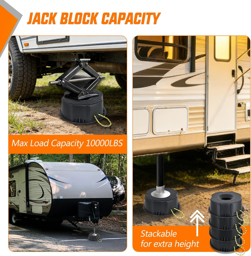 Trailer Jack Block RV Camper Stabilizer Leveling Blocks 10000lb 1PC | Heavy Duty RV Leveling Block for Travel Trailer