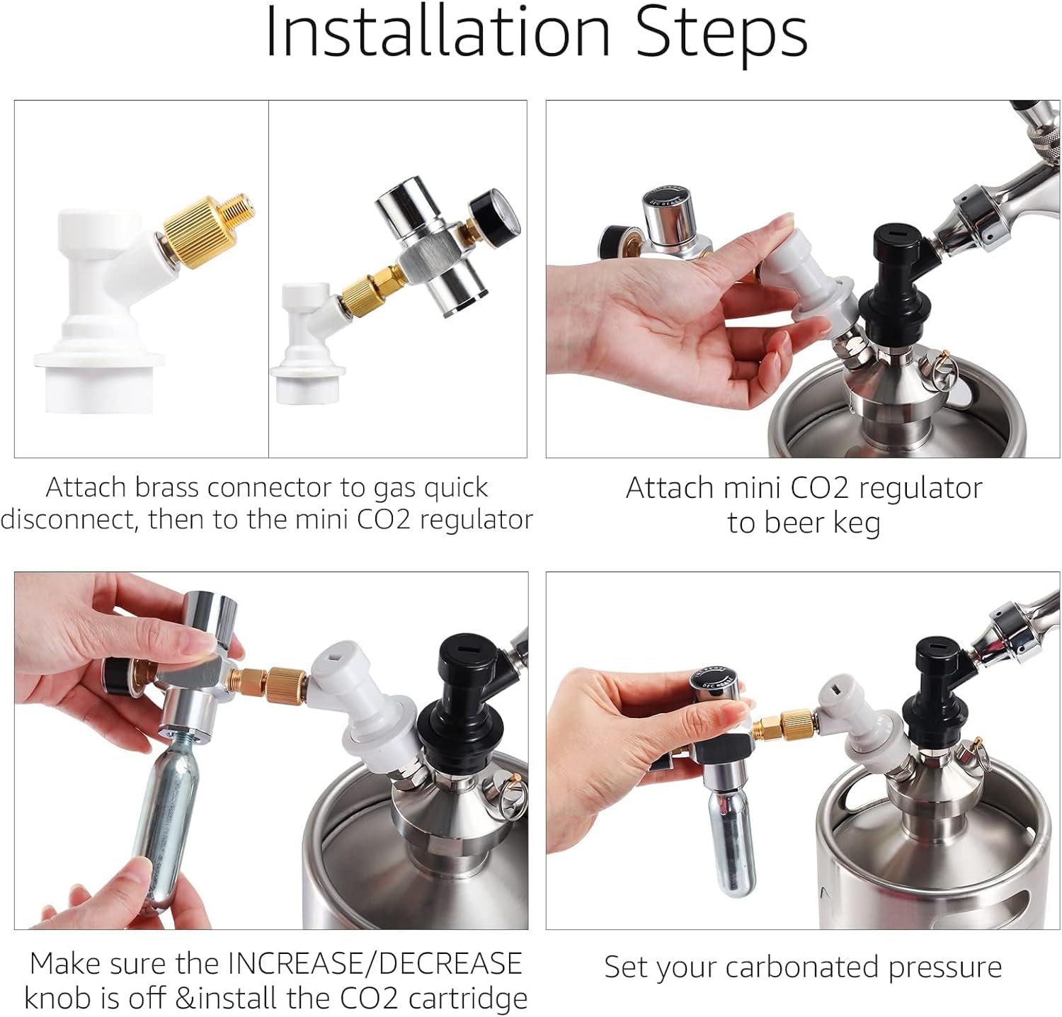 Mini Keg Co2 Regulator 0-60 PSI Portable Corny Keg Regulator | No Leakage, 16g Co2 Cartridge Compatible, Ball Lock