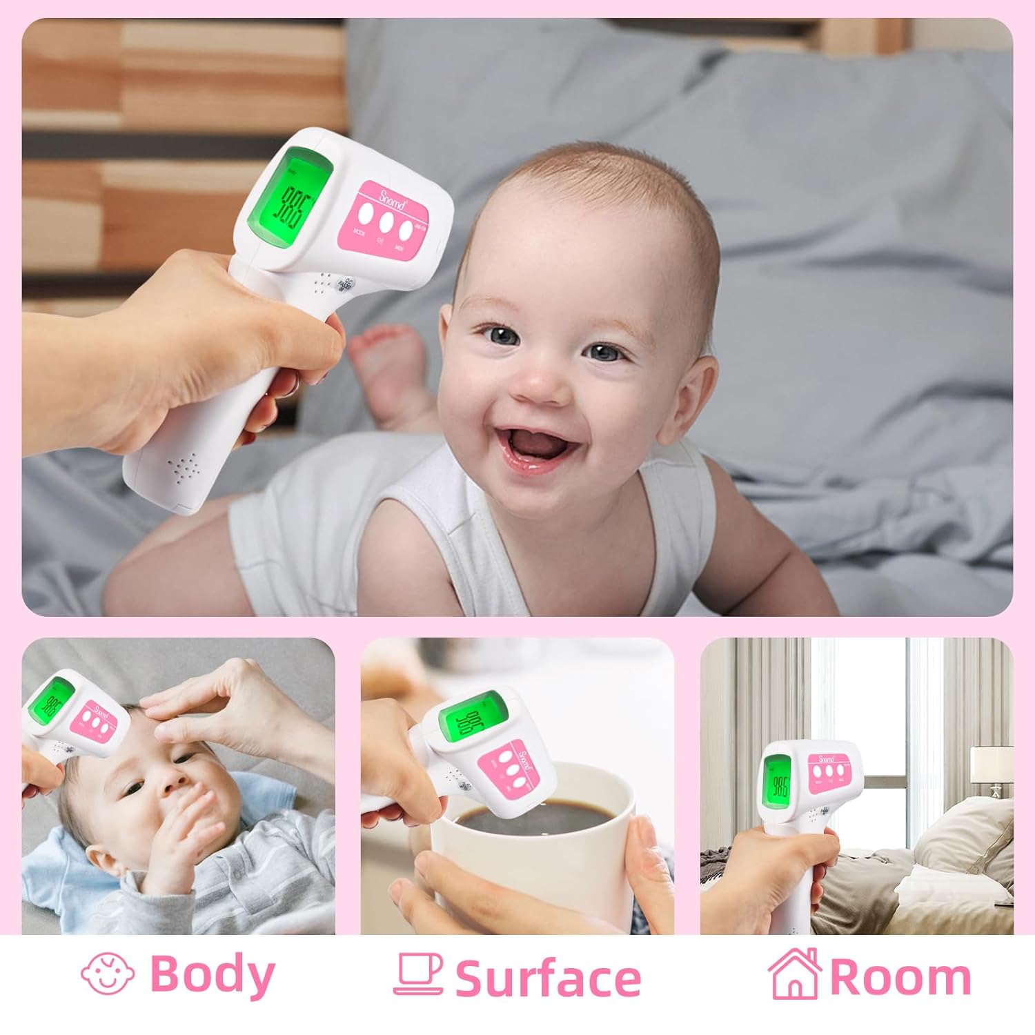 Snomd Non-Contact Infrared Forehead Thermometer for Adults, Kids & Baby, 3-in-1 No-Touch Digital Fever Temperature