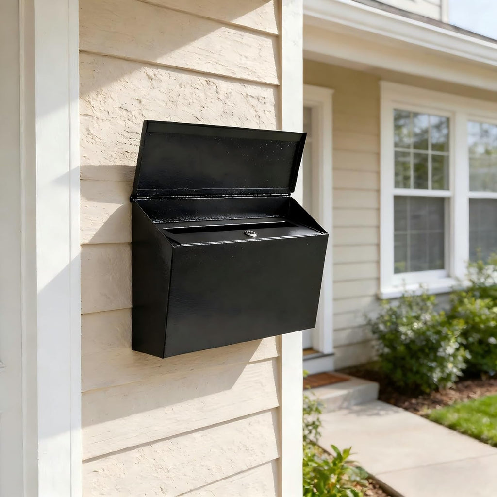 Locking Wall Mount Mailboxes for Outside, Large Capacity Mail Box for House with Key Lock, Security Drop Box, Metal
