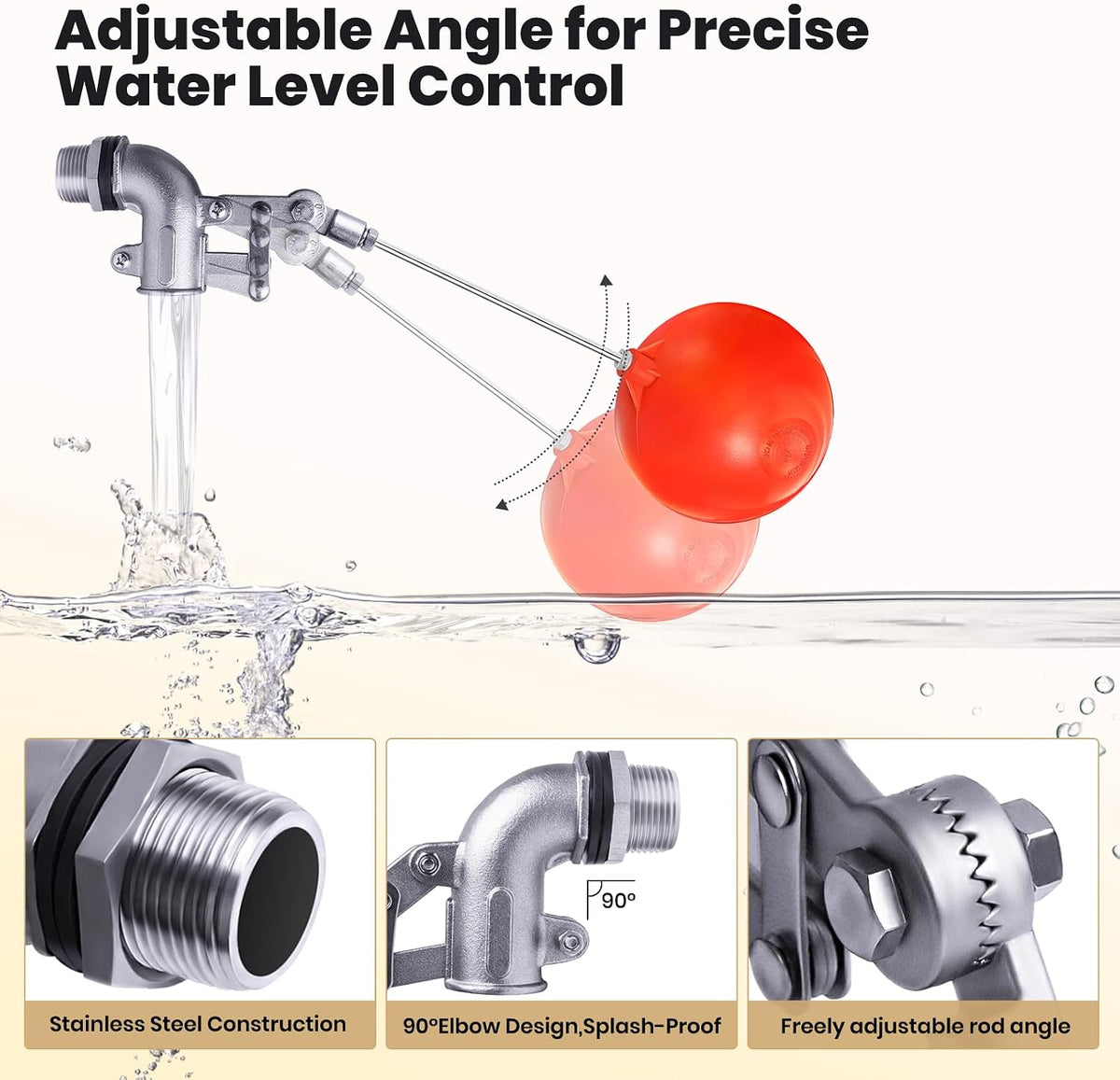 3/4" Stainless Steel Float Valve for Water Tank with 6" Float Ball