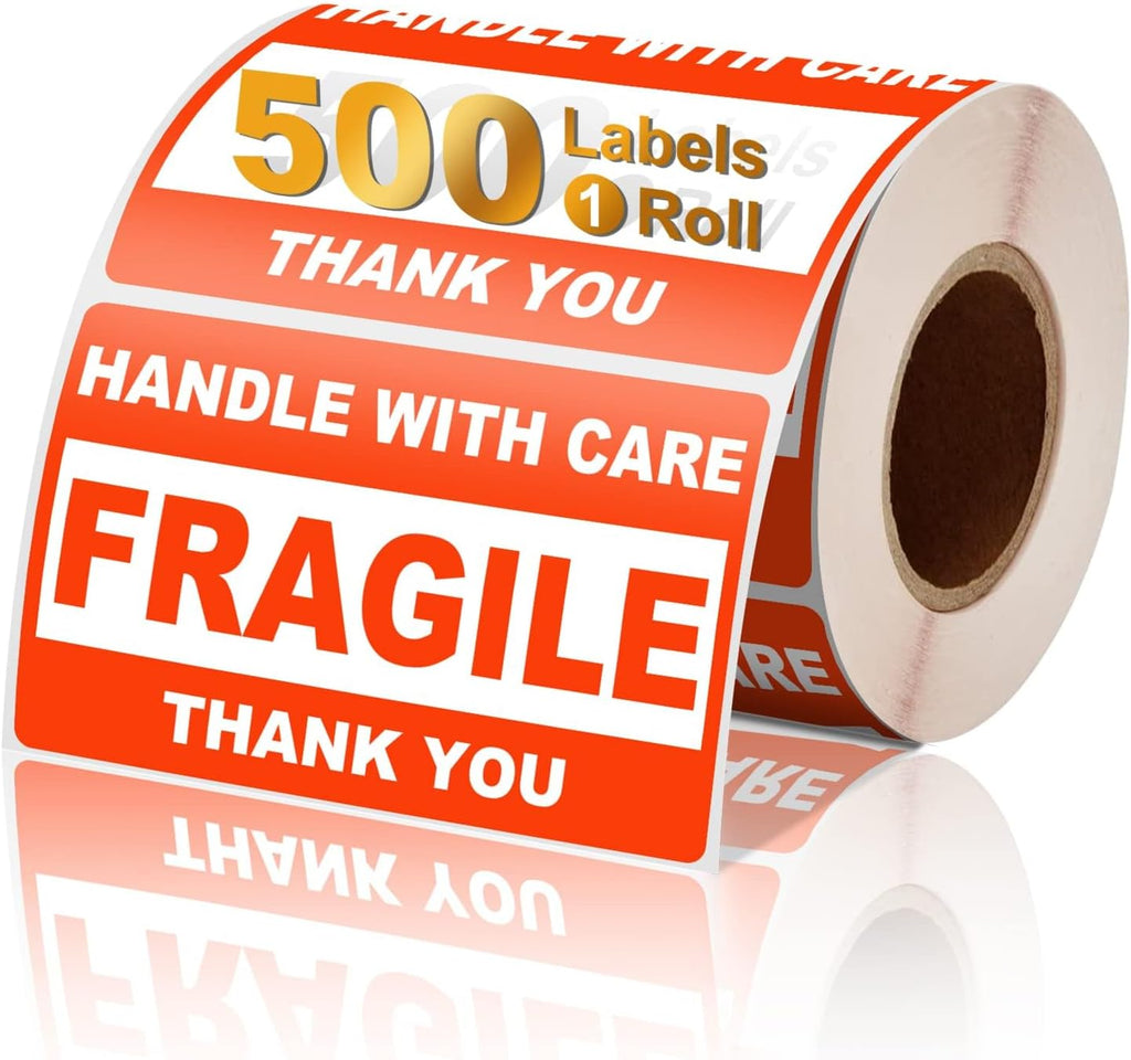 3" x 2" Fragile Stickers for Shipping, Handle with Care Fragile Labels, Strong Adhesive for Moving, Thank You Warning