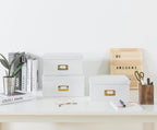 White and Gold Decorative Storage Boxes with Lids, Set of 3