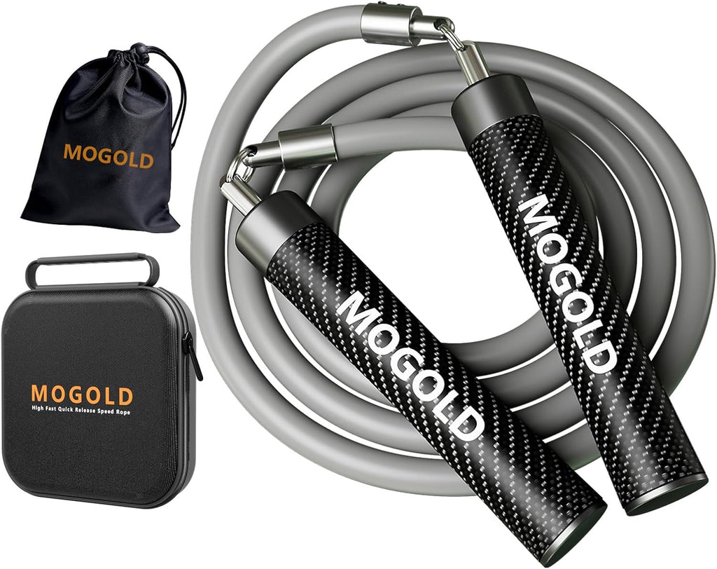 Weighted Jump Rope, 1LB - 3 Pre-Sized Lengths (M/L/XL) for Perfect Fit, No Adjustment Needed! Ergonomic Faux Leather