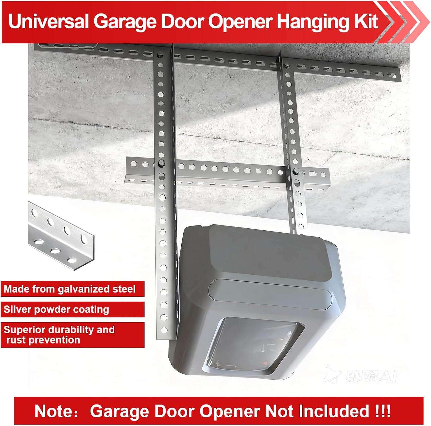 Universal Garage Door Opener Mounting Brackets, Ceiling Mount, 5-Piece