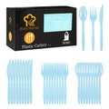 90 Pieces Light Blue Plastic Cutlery Set