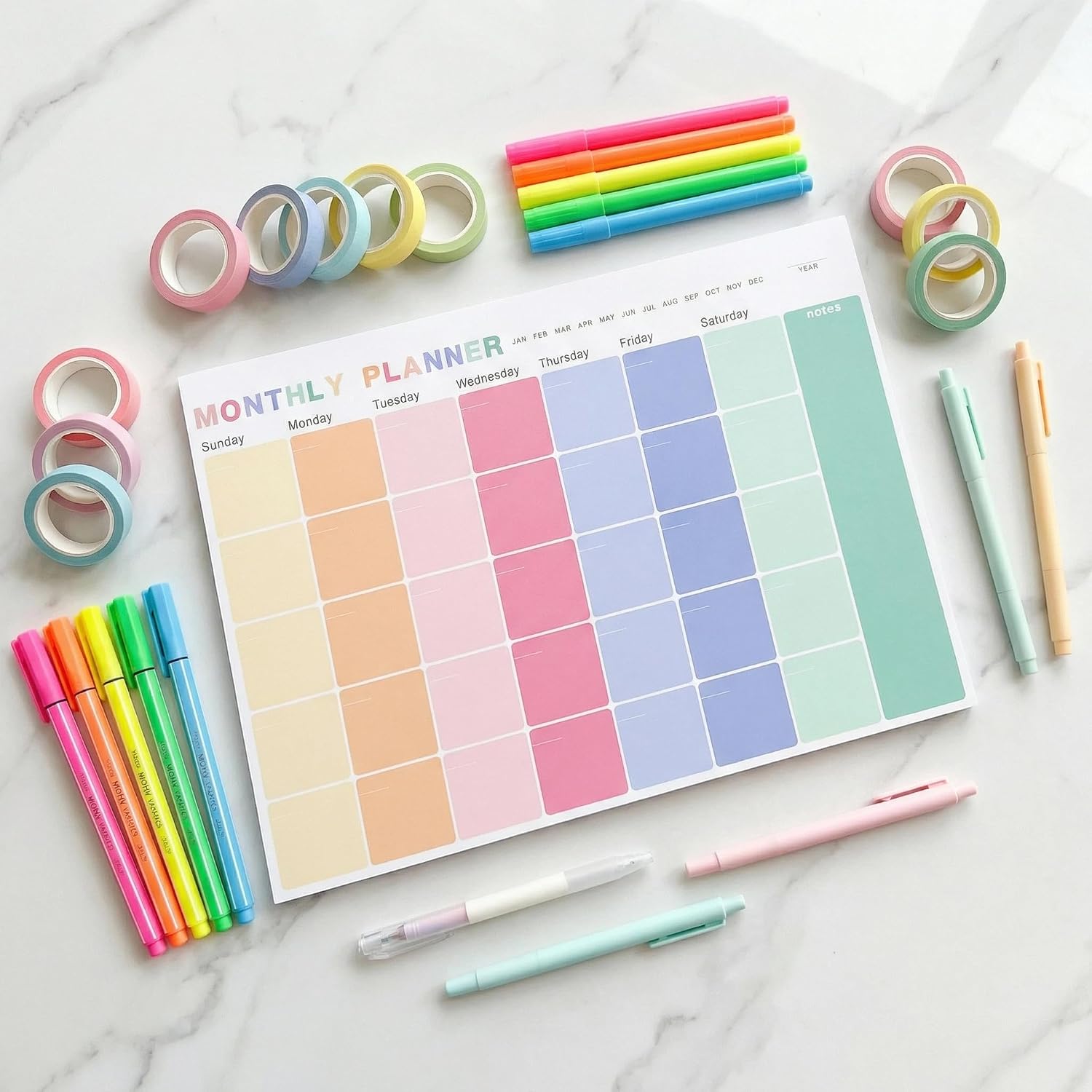 Monthly Planner Notepad - Undated 52 Sheets Desk Calendar, A4 (8"x11") Planning Pad for Office, Home, School