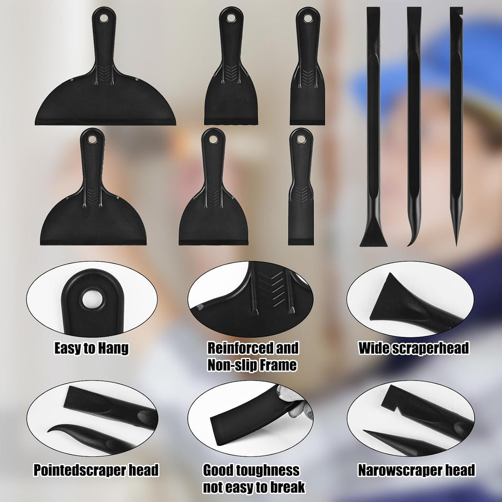 12 Pieces Plastic Putty Knife Set 2"" / 3"" / 6"" Flexible Scraper Tool and Detail Scraper Tool Multipurpose Spatula