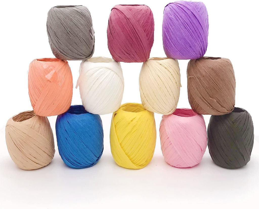 12 Rolls Raffia Paper Ribbon, 787 Feet Raffia Twine String