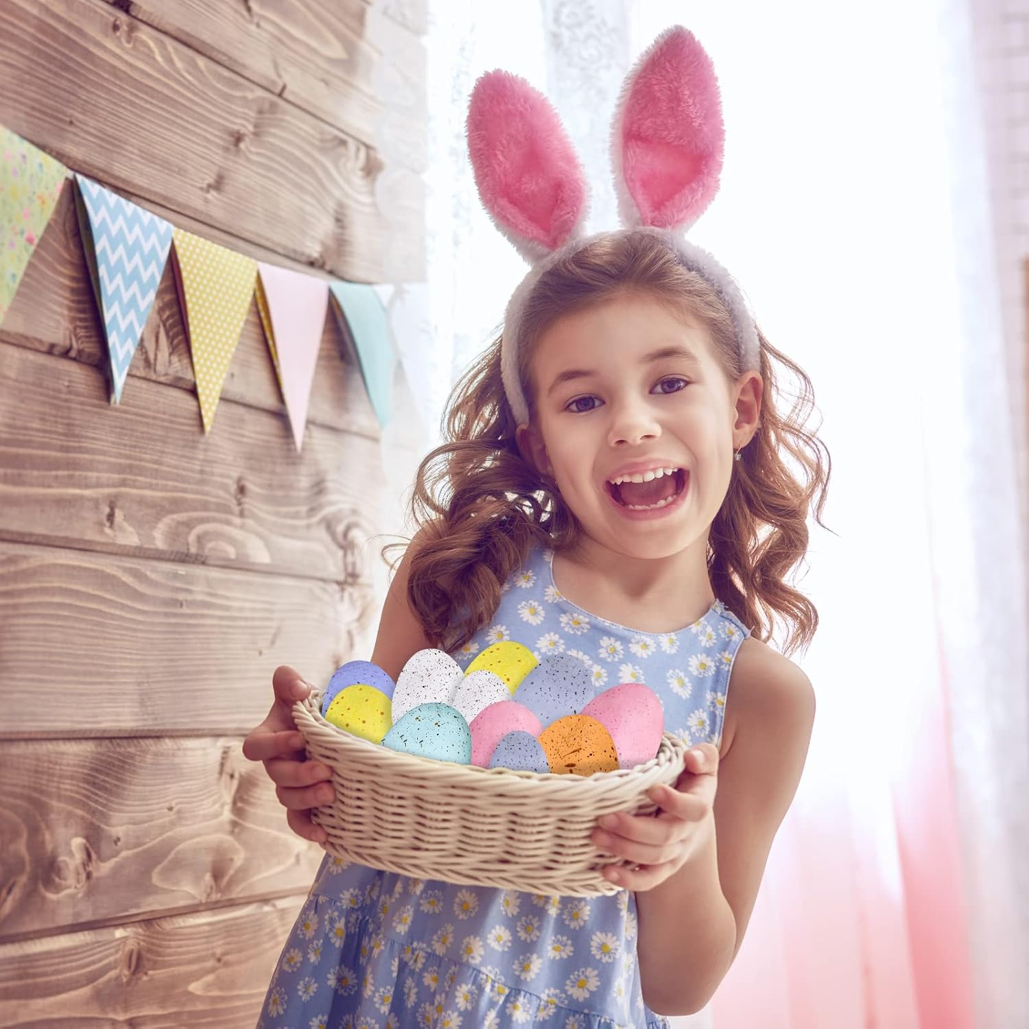 32 Pcs Assorted Faux Foam Speckled Eggs - Decorative Pastel Eggs for DIY Easter Wreath, Centerpiece, Bowl, Basket
