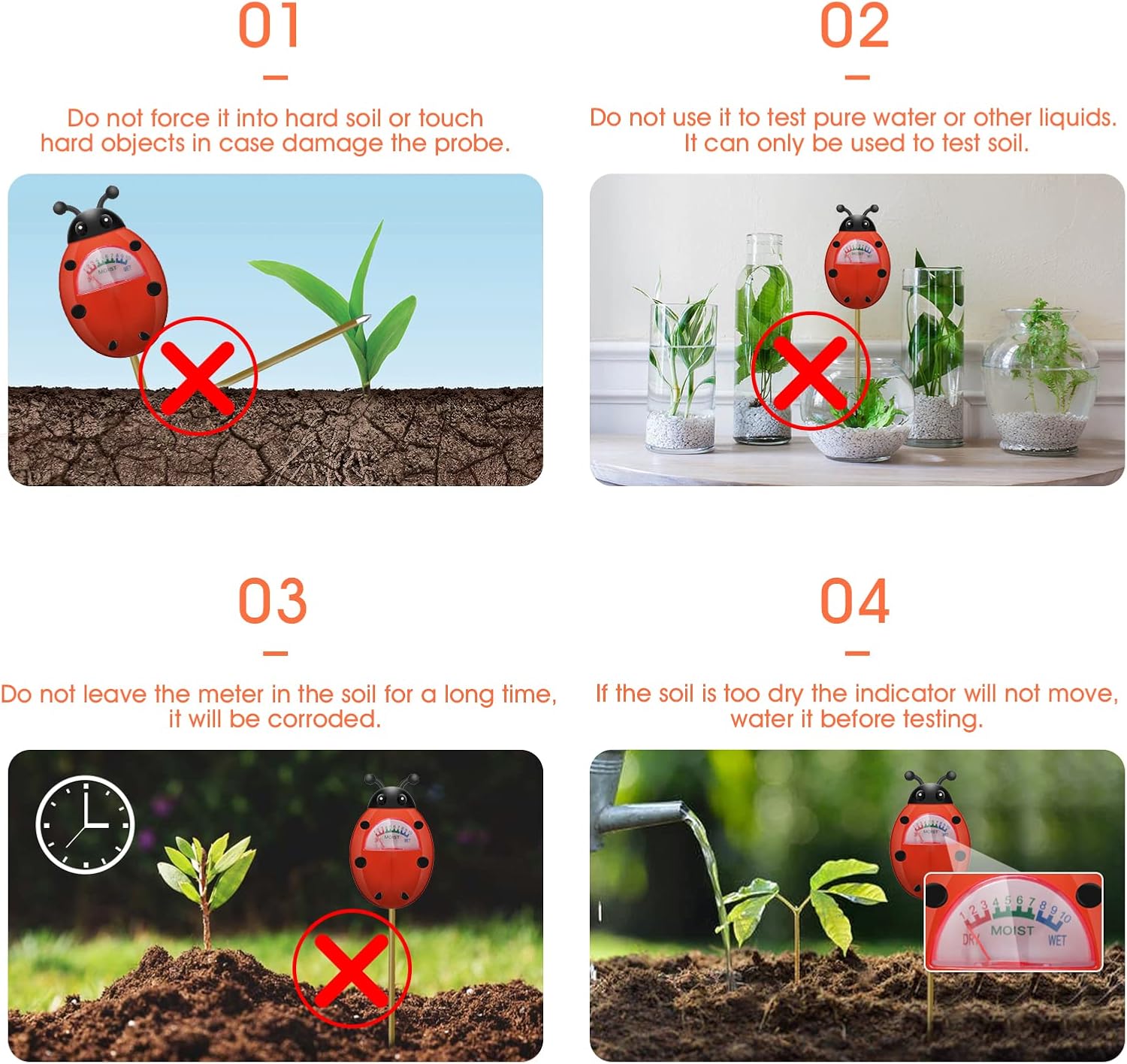 Soil Moisture Meter, Plants Moisture Meter, Gardening Tool Kits for Plant Care, Plant Water Monitor for Garden, Farm