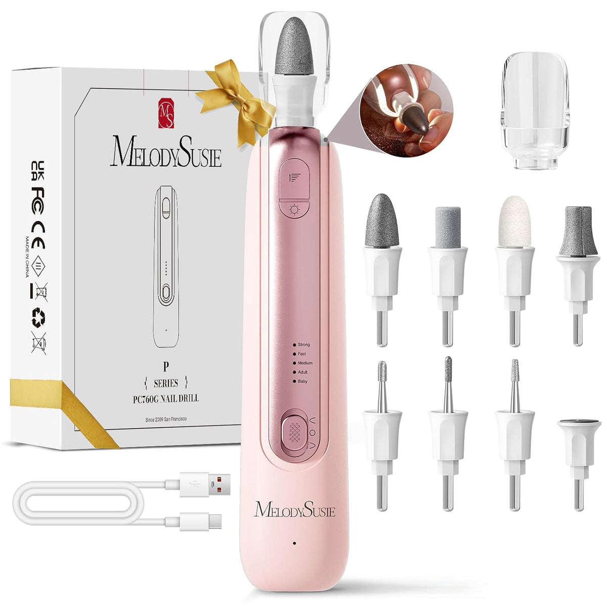 Anti-Dust Pedicure Nail Drill PC760G for Thick Toenail Filing