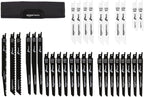Amazon Basics Chromium Vanadium Steel Reciprocating Saw Blade Set with Organizer Pouch, Compatible For Plastic, 32-Pieces, Black & White
