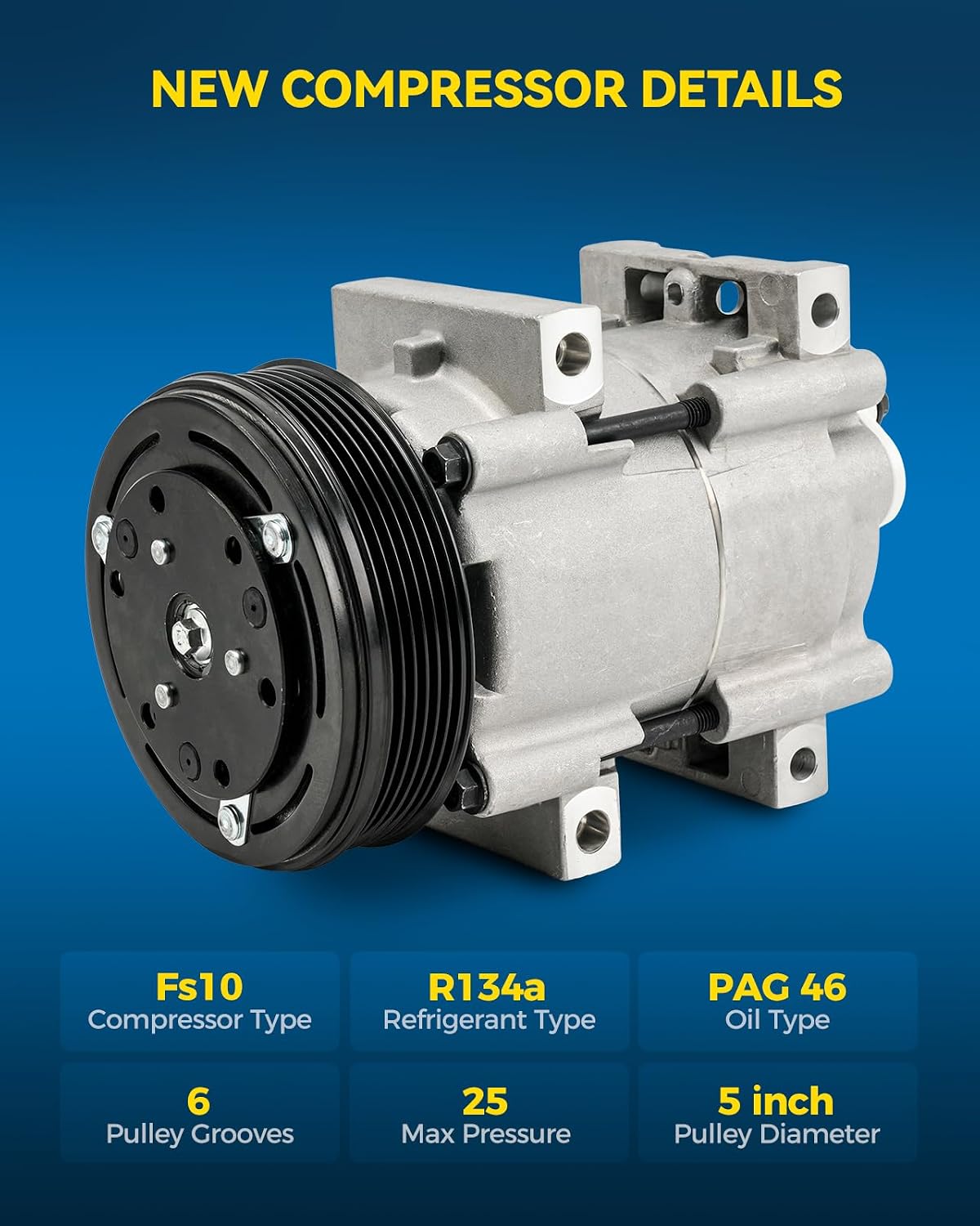 PHILTOP NEW AC Compressor for Ford Ranger 2001-2011 2.3L, B4000 2007-2009