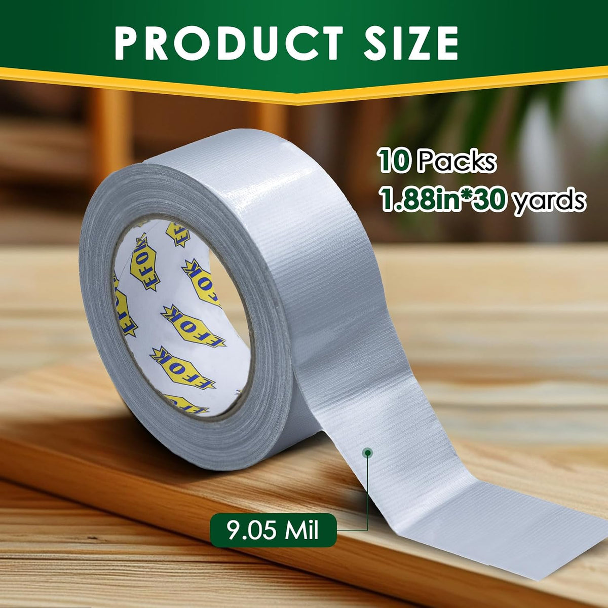 10 Pack Duct Tape Heavy Duty Waterproof Silver Bulk 1.88 Inch X 90 Ft